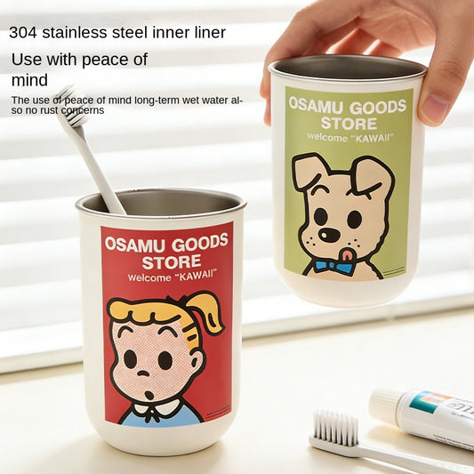 Cute Mouthwash Cup 304 Stainless Steel Household Toothbrush Cup Couple's High-Looking Multi-Purpose Cup For Dormitory Use