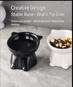 Pet Supplies Cat Bowl, Dog Bowl, Pet Bowl, Plastic Large-Capacity Inclined Mouth To Protect Cervical Spinee, Not Easy To Knock Over, High-Legged Food Bowl