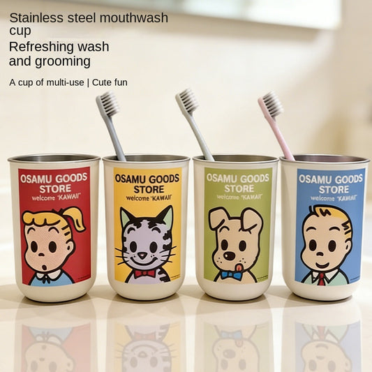 Cute Mouthwash Cup 304 Stainless Steel Household Toothbrush Cup Couple's High-Looking Multi-Purpose Cup For Dormitory Use