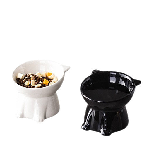 Pet Supplies Cat Bowl, Dog Bowl, Pet Bowl, Plastic Large-Capacity Inclined Mouth To Protect Cervical Spinee, Not Easy To Knock Over, High-Legged Food Bowl