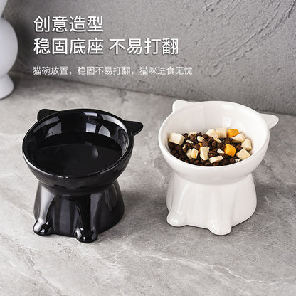 Pet Supplies Cat Bowl, Dog Bowl, Pet Bowl, Plastic Large-Capacity Inclined Mouth To Protect Cervical Spinee, Not Easy To Knock Over, High-Legged Food Bowl