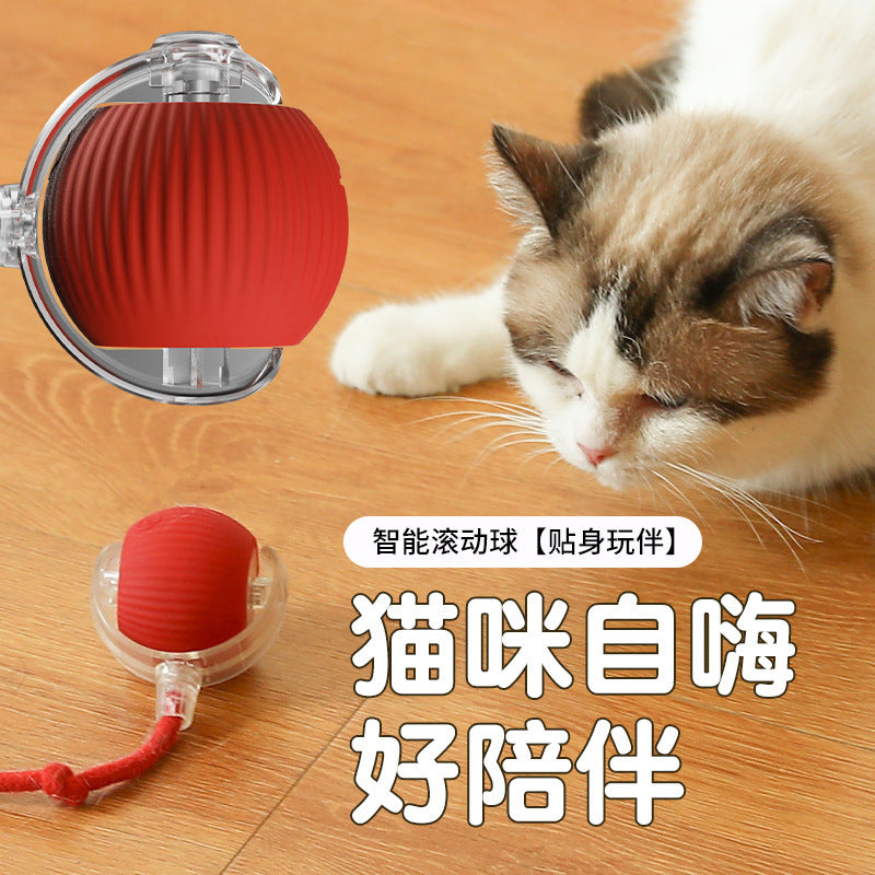 Cross-border Bite-resistant Automatic Cat Ball Cat Toy Ball Self-hi Boredom Relief Artifact With Rope Pet Supplies Jump Ball