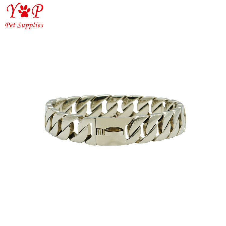Stainless Steel Dog Chain Collar 18k Gold Pet Collar Dog Large Dog Metal Bully Bullfight Cuban Dog Chain