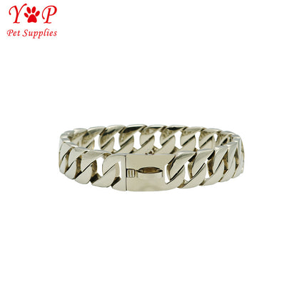 Stainless Steel Dog Chain Collar 18k Gold Pet Collar Dog Large Dog Metal Bully Bullfight Cuban Dog Chain
