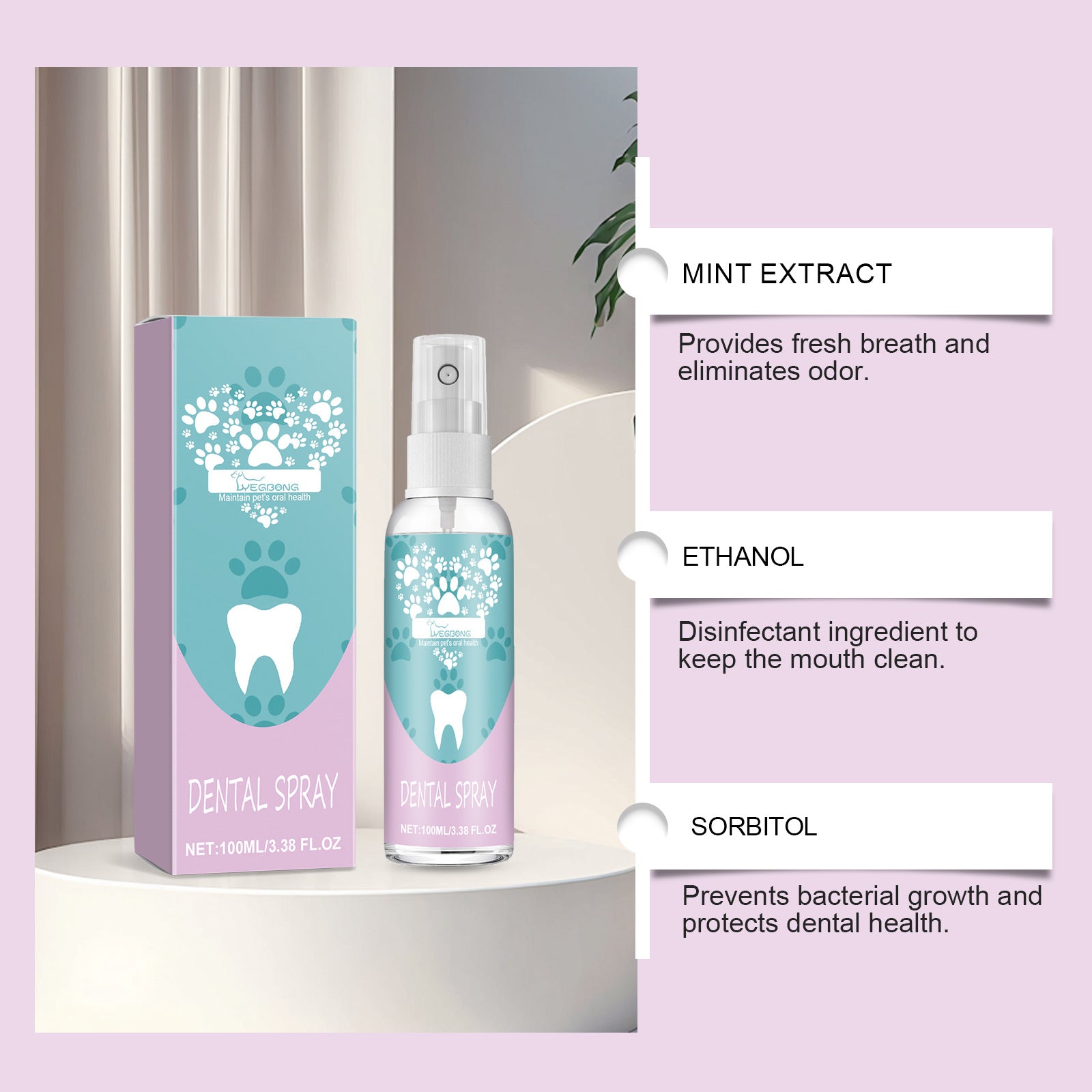 Yegbong Pet Teeth Spray Care Clean Pet Mouth Teeth Teeth Stain Tooth Yellow Care Spray